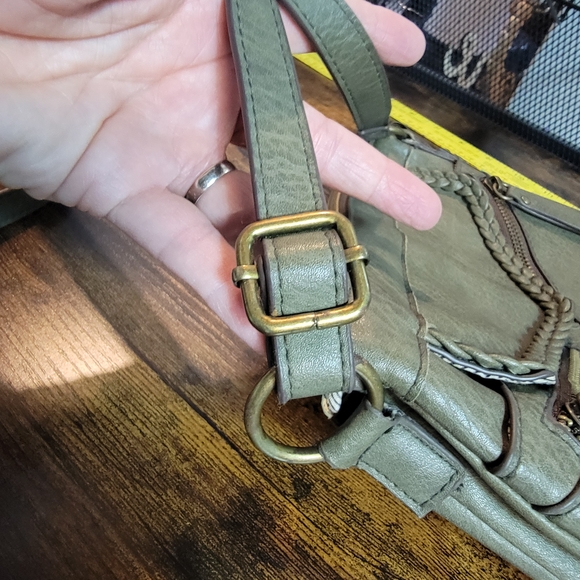 Olive Green Leather Crossbody Bag - Picture 9 of 11